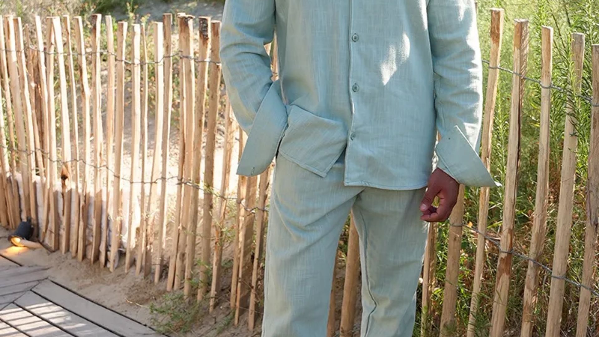 Gündelik Mavi Takım Pantolon Ve Gömlek 